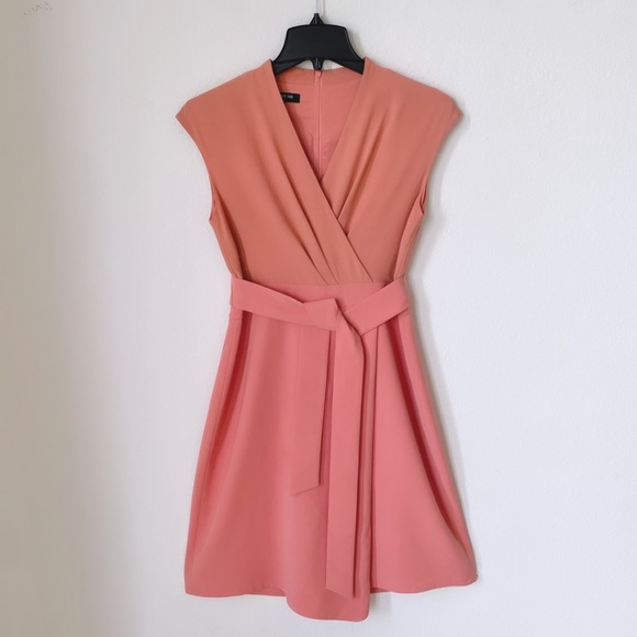 Lafayette 148 New York - Grayson Belted Mixed Midia Sheath Dress Porcela… - Picture 4 of 12